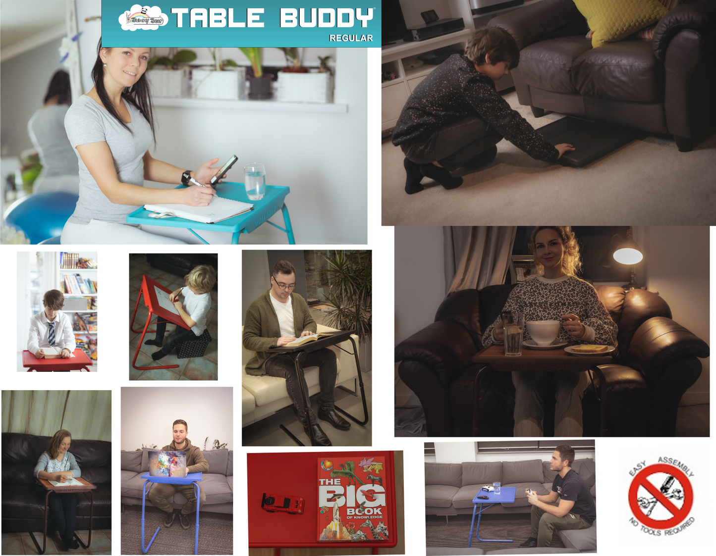 TABLE BUDDY smart ® | Folding Table  Mate With Cup Holder | Walnut Wood