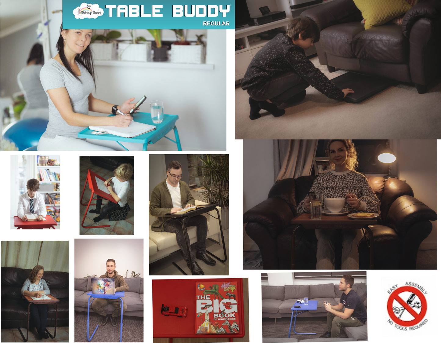 TABLE BUDDY smart ® | Folding Table  Mate With Cup Holder | Black